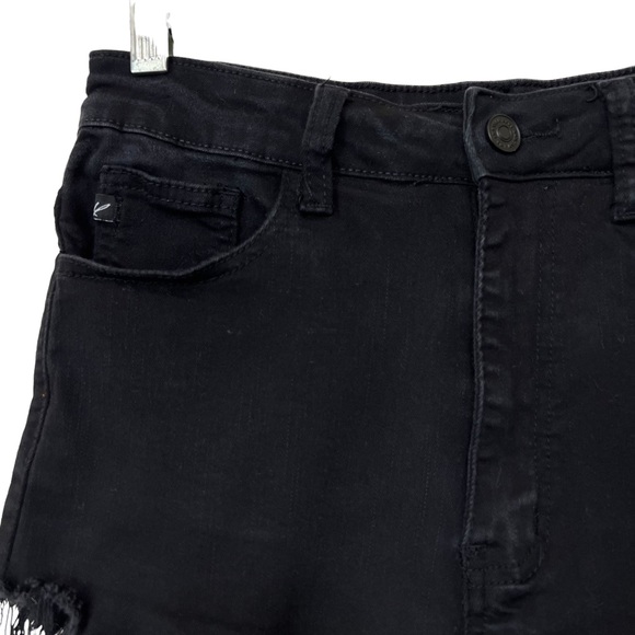 Kancan Black Cut Off Denim Jean Shorts Stretch High Rise 28  Juniors 9 - Picture 2 of 7